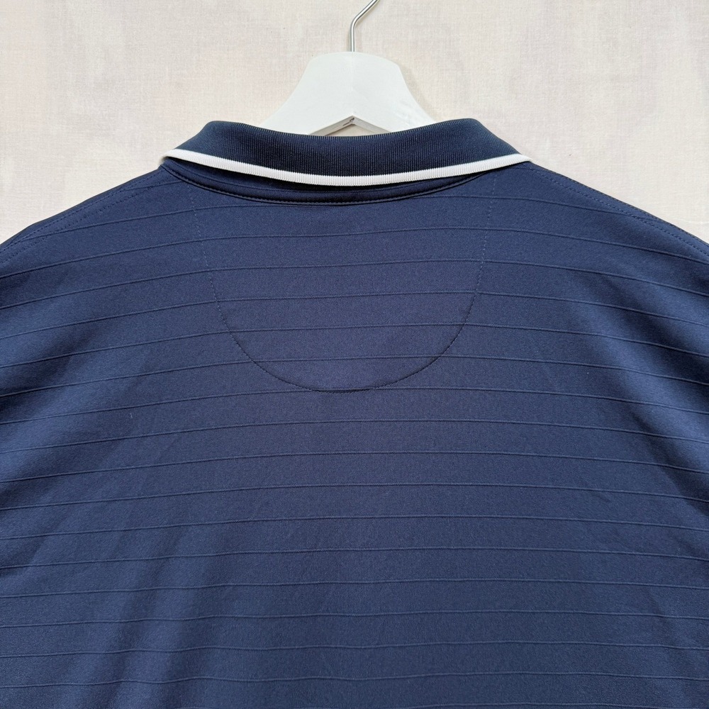 Callaway Polo Shirt Mens XXL Navy Blue Opti-Dri Textured Stripe Tipped Collar - Picture 7 of 10